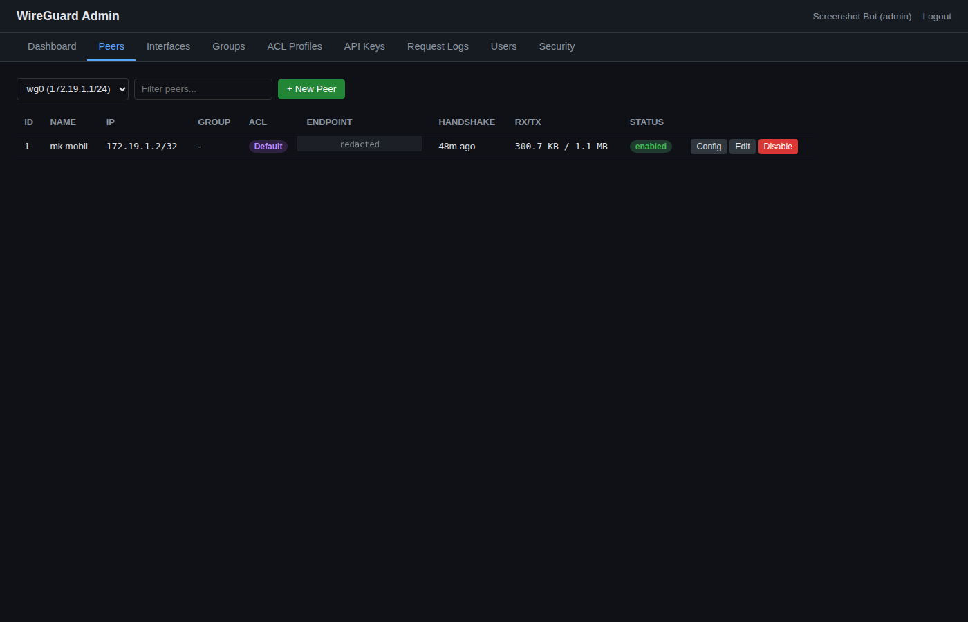 Peer management with live status
